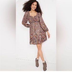 Maurices Baby Doll V-Neck Floral Mini Dress
